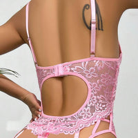 Crystal Vow Ensemble de lingerie corset avec jarretelles et armatures florales en dentelle