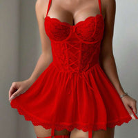 3 pièces Robe de lingerie en dentelle et tulle