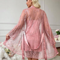 Ensemble de pyjama simple et sobre avec décoration en dentelle pour femmes, lingerie de mariée, vêtements d'automne