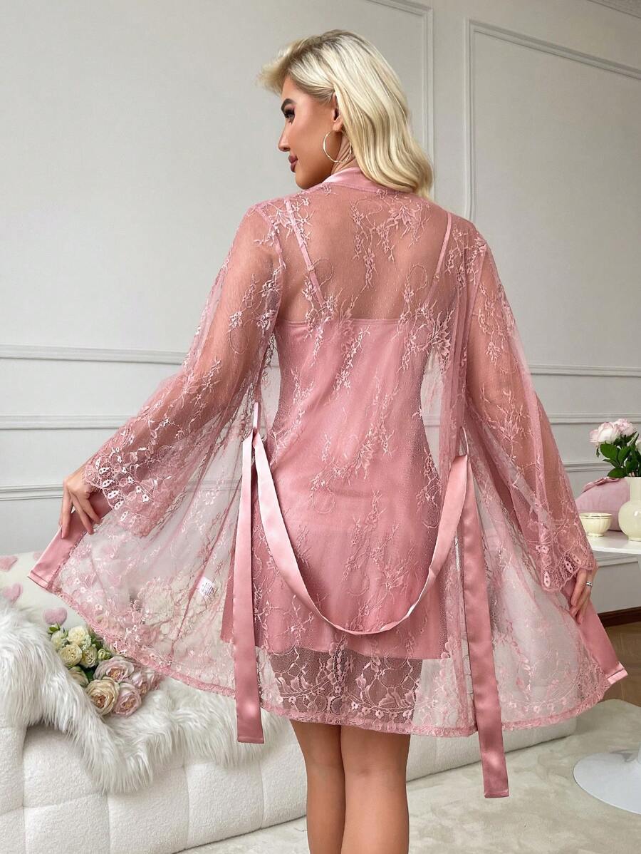 Ensemble de pyjama simple et sobre avec décoration en dentelle pour femmes, lingerie de mariée, vêtements d'automne