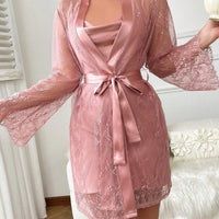 Ensemble de pyjama simple et sobre avec décoration en dentelle pour femmes, lingerie de mariée, vêtements d'automne