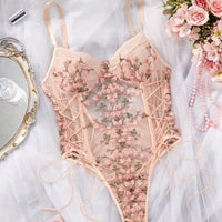 FloralLove Body en tulle brodé avec laçage