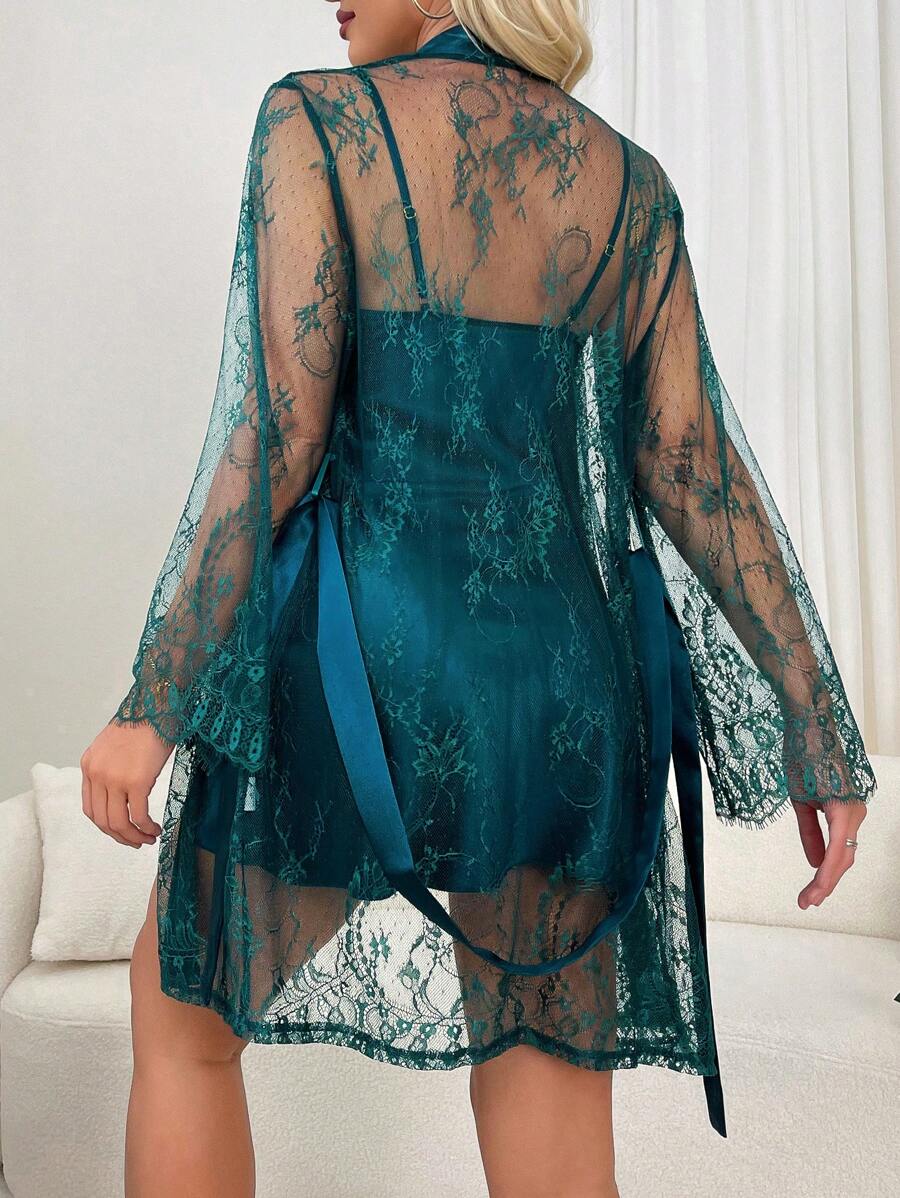 Ensemble de pyjama simple et sobre avec décoration en dentelle pour femmes, lingerie de mariée, vêtements d'automne