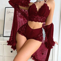 SilkySpell Ensemble de lingerie sexy avec patchwork en dentelle pour femmes