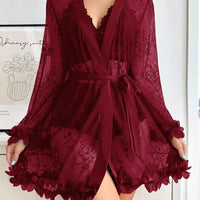 SilkySpell Ensemble de lingerie sexy avec patchwork en dentelle pour femmes