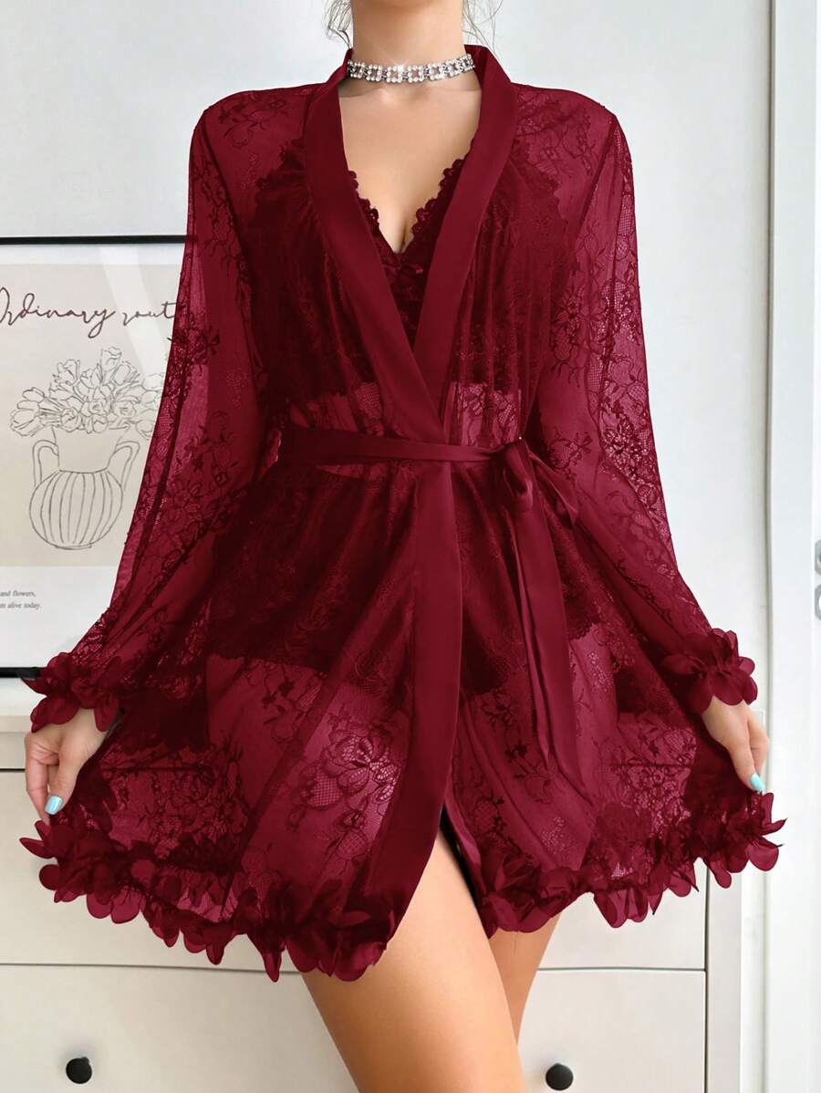 SilkySpell Ensemble de lingerie sexy avec patchwork en dentelle pour femmes