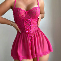 3 pièces Robe de lingerie en dentelle et tulle
