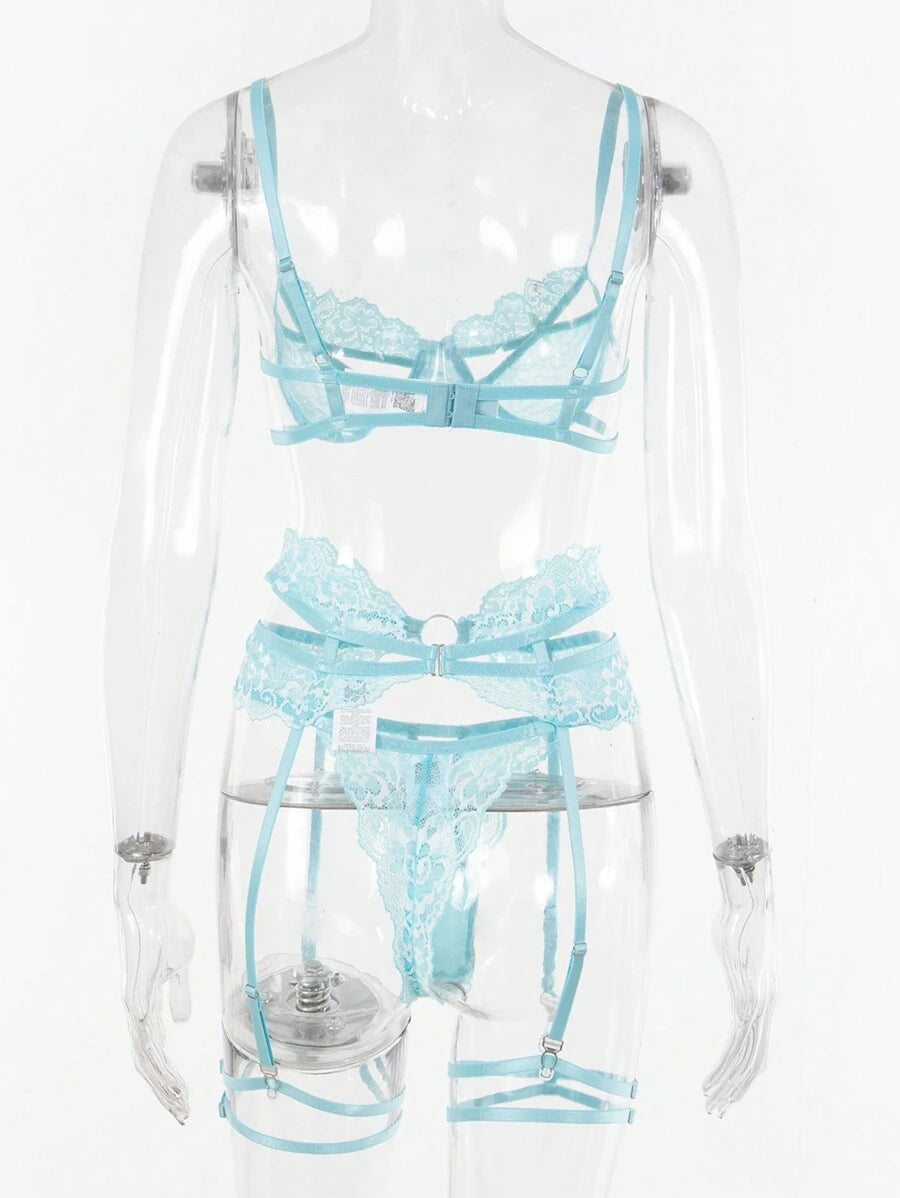 Ensemble de lingerie sexy en dentelle ajourée pour femmes, 5 pièces pour sortir