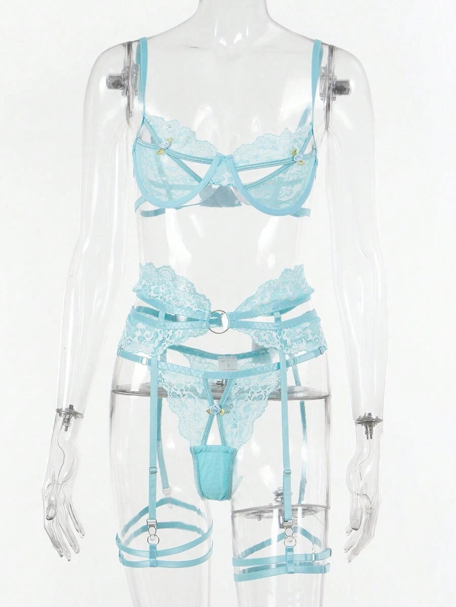 Ensemble de lingerie sexy en dentelle ajourée pour femmes, 5 pièces pour sortir