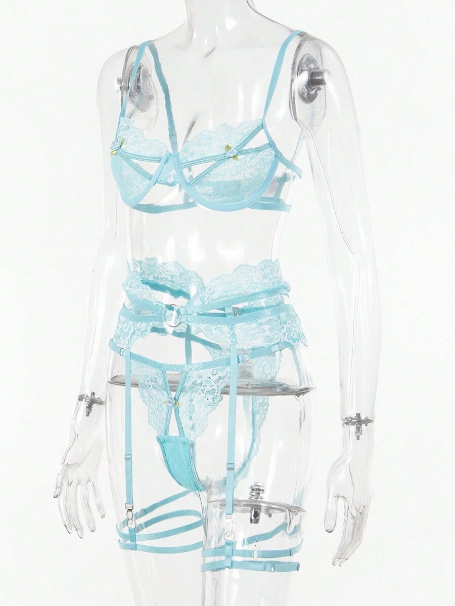 Ensemble de lingerie sexy en dentelle ajourée pour femmes, 5 pièces pour sortir