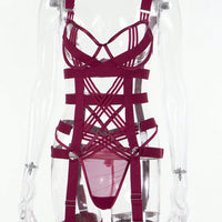 SpicyHot Ensemble de 4 pièces sexy pour femmes avec soutien-gorge à armatures, string, jarretelles. Design sexy, créatif, et romantique pour sortir