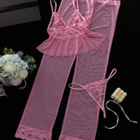 3 pièces Ensemble de lingerie sexy avec contraste de dentelle