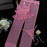 3 pièces Ensemble de lingerie sexy avec contraste de dentelle