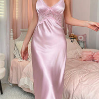 Ensemble de robe de chambre et de robe de nuit en satin élégant et dentelle, pour femmes, pour les vacances