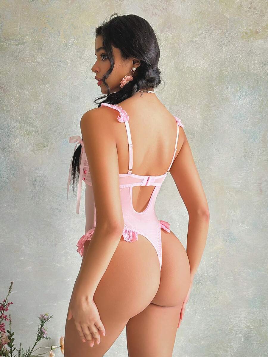 FloralLove 1 pièce Combinaison transparente sexy