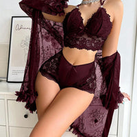 SilkySpell Ensemble de lingerie sexy avec patchwork en dentelle pour femmes