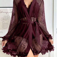 SilkySpell Ensemble de lingerie sexy avec patchwork en dentelle pour femmes