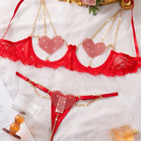 2 pièces Ensemble de lingerie en maille de strass