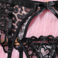 Ensemble de 3 soutien-gorge porte-jarretelles en maille transparente sexy pour femme