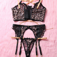 Ensemble de 3 soutien-gorge porte-jarretelles en maille transparente sexy pour femme