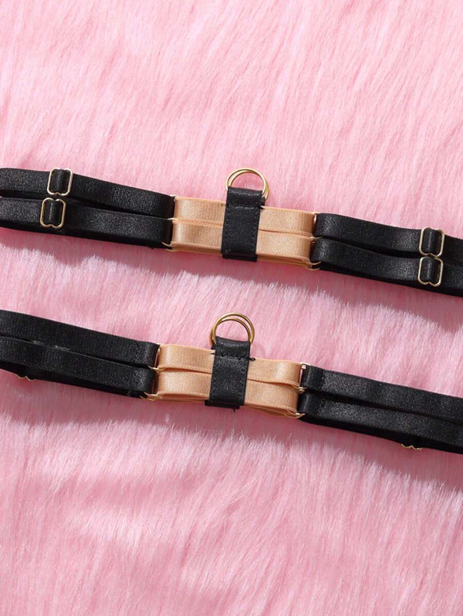 Ensemble de 3 soutien-gorge porte-jarretelles en maille transparente sexy pour femme