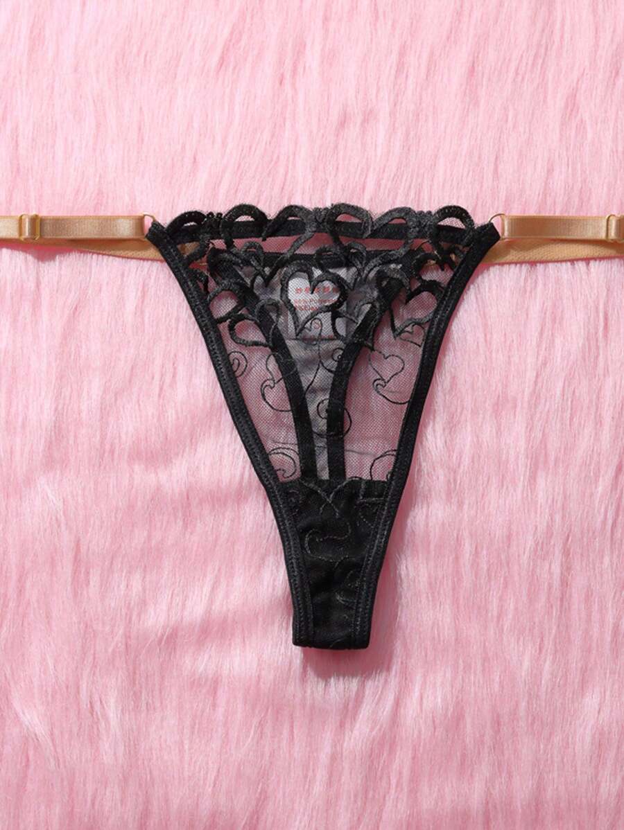 Ensemble de 3 soutien-gorge porte-jarretelles en maille transparente sexy pour femme
