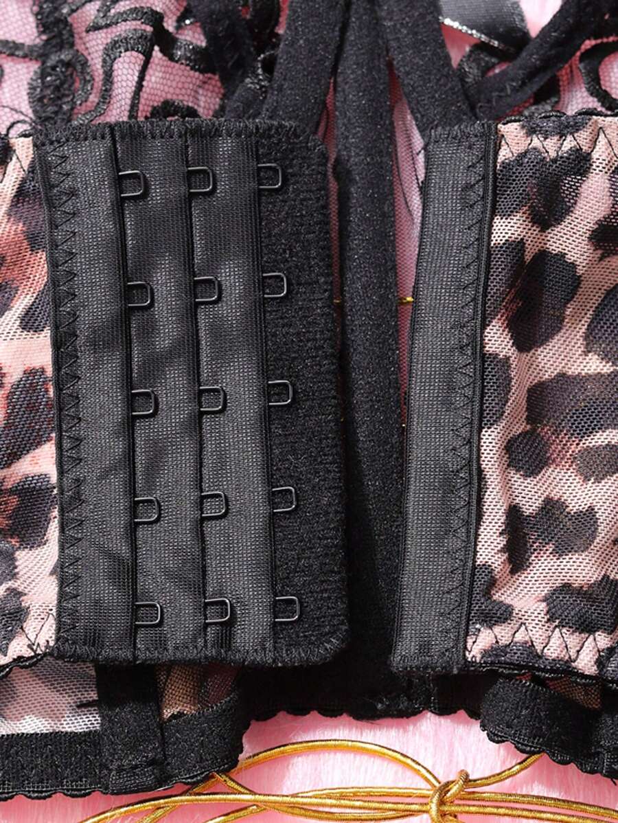 Ensemble de 3 soutien-gorge porte-jarretelles en maille transparente sexy pour femme