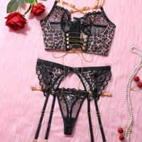 Ensemble de 3 soutien-gorge porte-jarretelles en maille transparente sexy pour femme