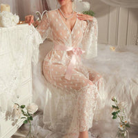 DelicateAllure Robe transparent à cœur en maille et dentelle contrastée pour femmes