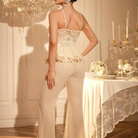 Ensemble de pyjama pour femme avec camie en patchwork de dentelle papillon