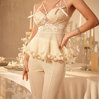 Ensemble de pyjama pour femme avec camie en patchwork de dentelle papillon