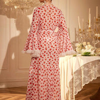 Nuisette maxi en maille avec imprimé cœur et ornement floral 3D