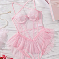 SpicyHot Body transparent à bretelles avec patchwork de dentelle