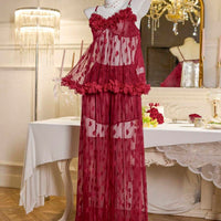 Ensemble de pyjama avec un débardeur avec insert en maille en forme de cœur sexy