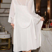 Ensemble de robe de chambre et de robe de nuit en satin élégant et dentelle, pour femmes, pour les vacances