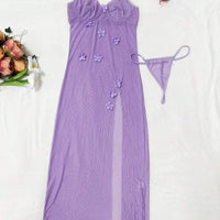 2 pièces Ensemble de nuisette en maille sexy pour femmes (avec armature, string)