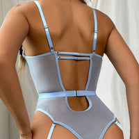 3 pièces Body lingerie avec armature, à broderie florale et en mesh