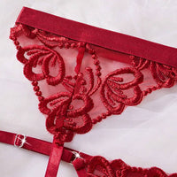 SHEIN 5 pièces/set Ensemble de lingerie sexy en dentelle avec broderie pour femmes