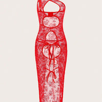 Empress Envy 2 pièces Nuisette féminine charmante et sexy avec décolleté plongeant, décorations en dentelle, coupe asymétrique et épaules nouées