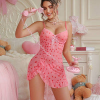 PetitDoll 2 pièces/set Robe de lingerie sexy en maille en forme de cœur
