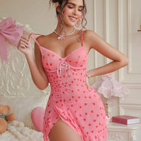 PetitDoll 2 pièces/set Robe de lingerie sexy en maille en forme de cœur