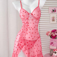 PetitDoll 2 pièces/set Robe de lingerie sexy en maille en forme de cœur