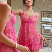 PetitDoll 2 pièces/Set Nuisette sexy en maille pour femmes (avec armature, string)