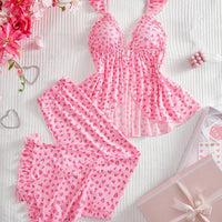 2 pièces Ensemble de lingerie sexy à volants en maille