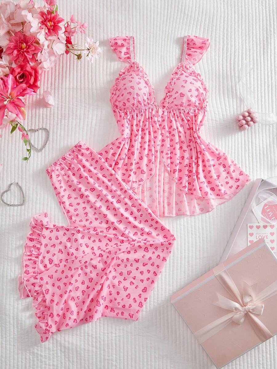 2 pièces Ensemble de lingerie sexy à volants en maille