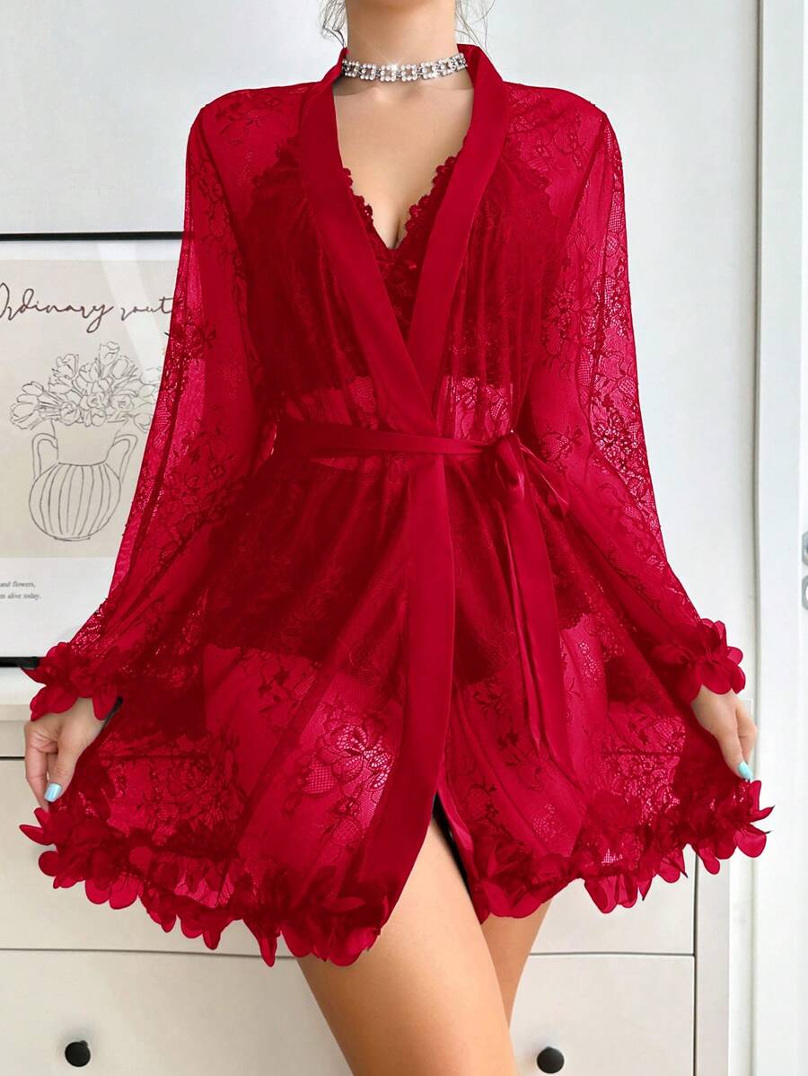 SilkySpell Ensemble de lingerie sexy avec patchwork en dentelle pour femmes