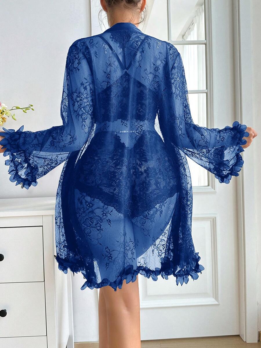 SilkySpell Ensemble de lingerie sexy avec patchwork en dentelle pour femmes