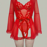 5 pièces/Set Body fendu sexy + Robe + Ceinture de taille + 2 paires de bas