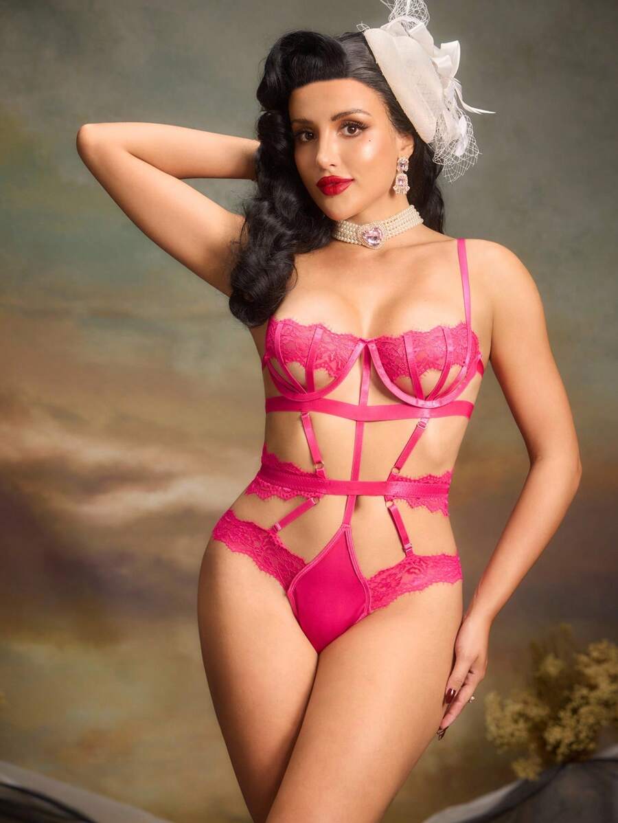 Body sexy en dentelle ajourée pour femmes