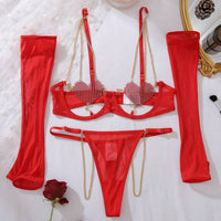 4 pièces avec strass en forme de cœur